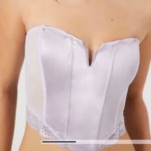 Satin Lace-Up Cropped Corset New with Tag